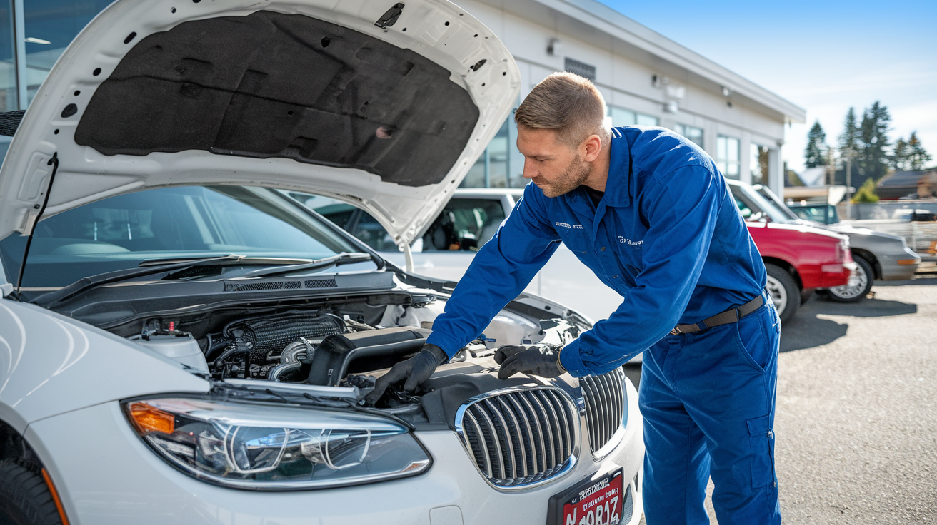 Professional mechanic performing mobile used car inspection in Spokane for out-of-state buyer