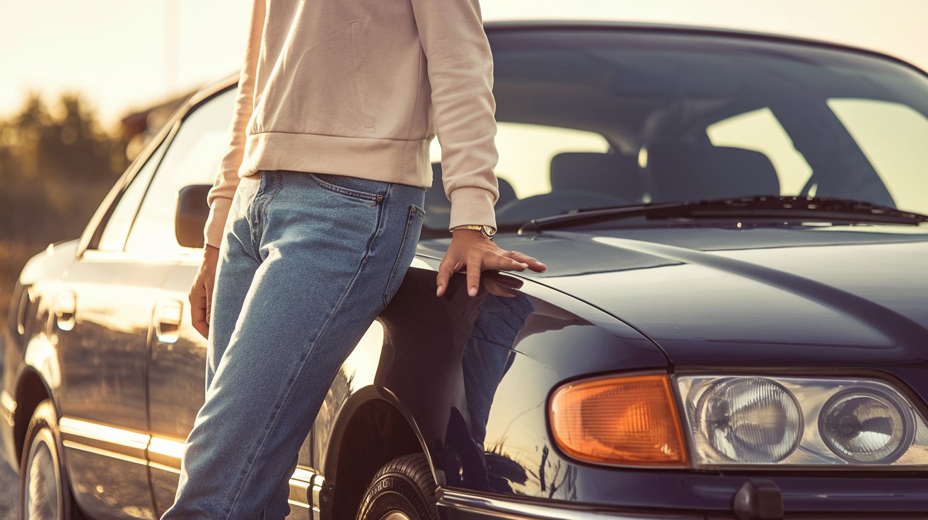 Confident car buyer after professional inspection