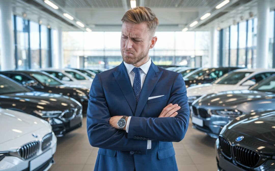 Car salesman showing resistance to pre-purchase inspection request